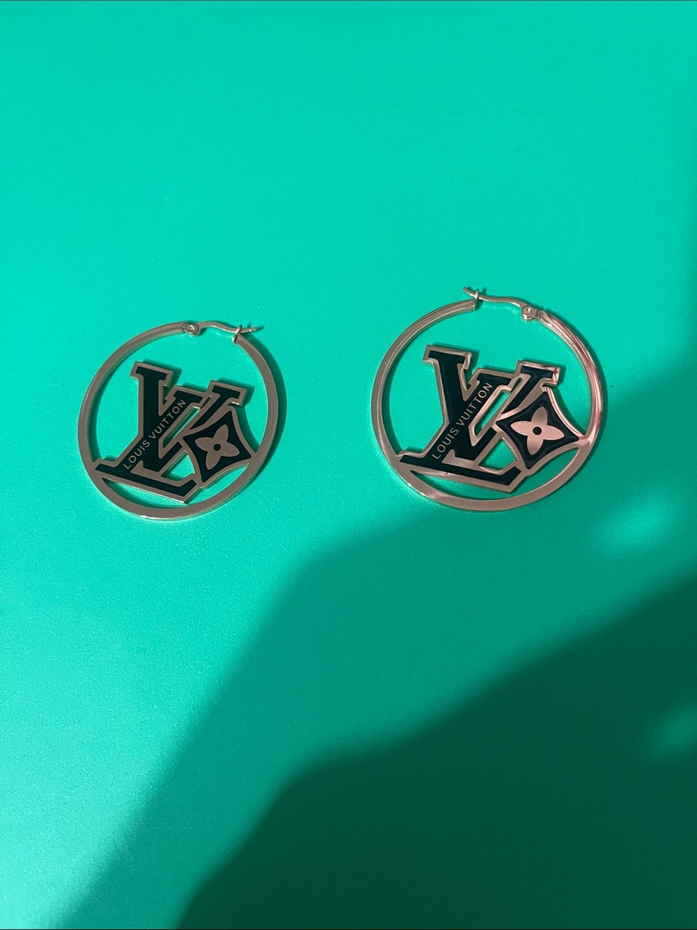 Stainless steel gold plated Hoop Earrings with LV Logo